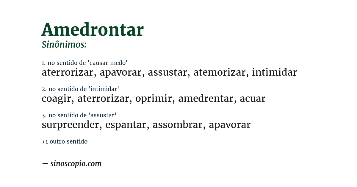 Sinônimo de amedrontar