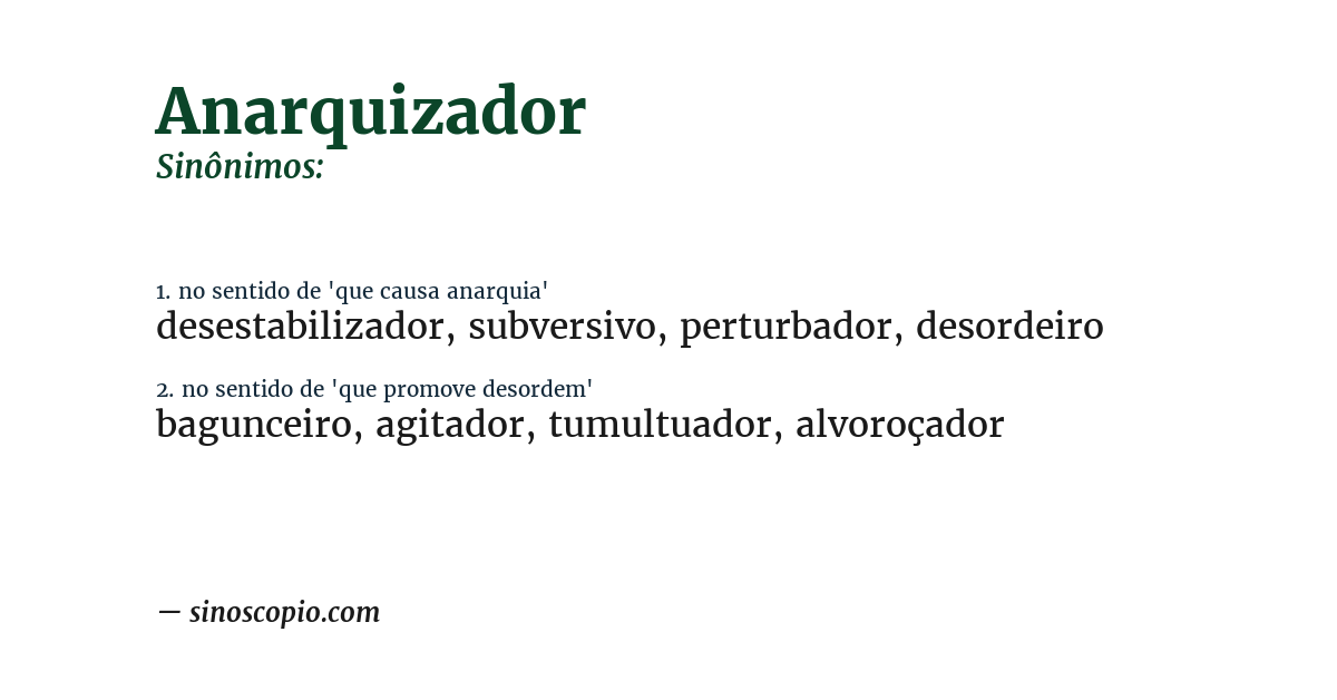 Sinônimo de anarquizador