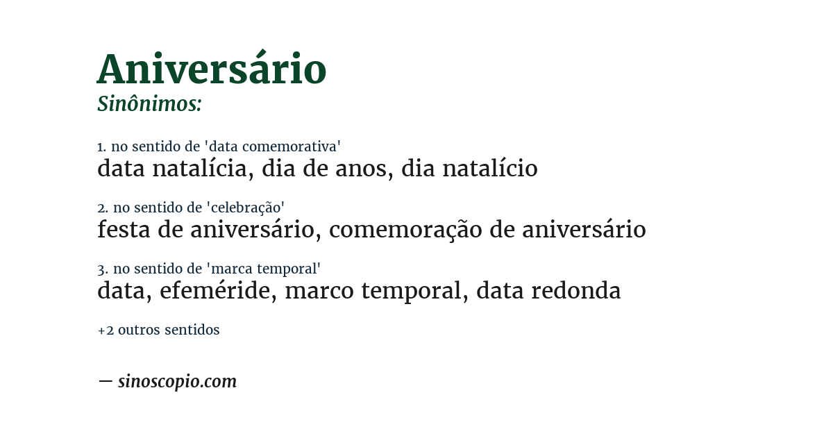 Sinônimo de aniversário
