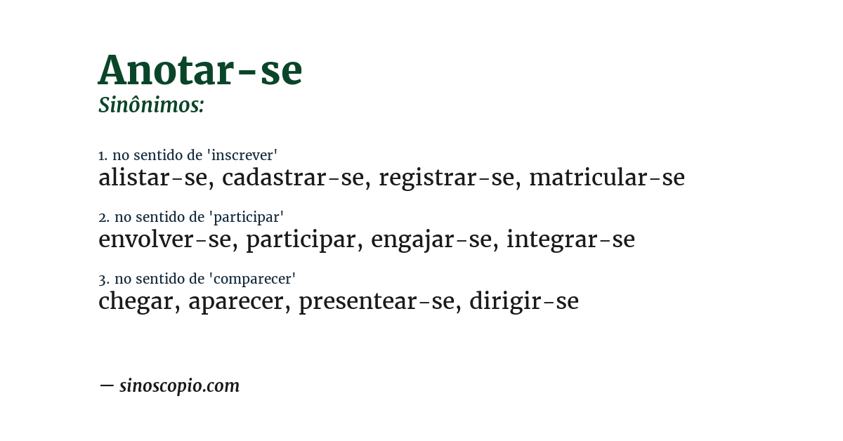 Sinônimo de anotar-se