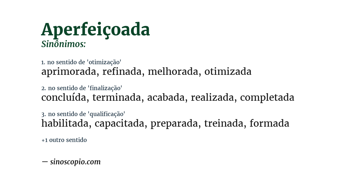 Sinônimo de aperfeiçoada