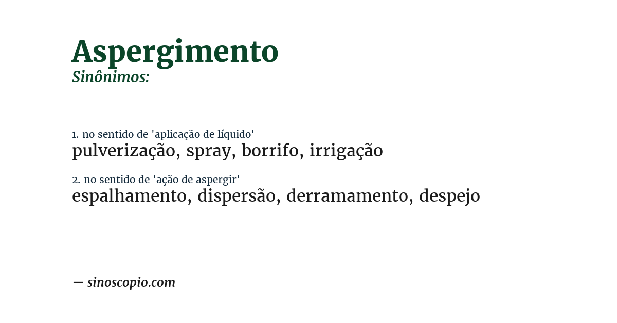 Sinônimo de aspergimento