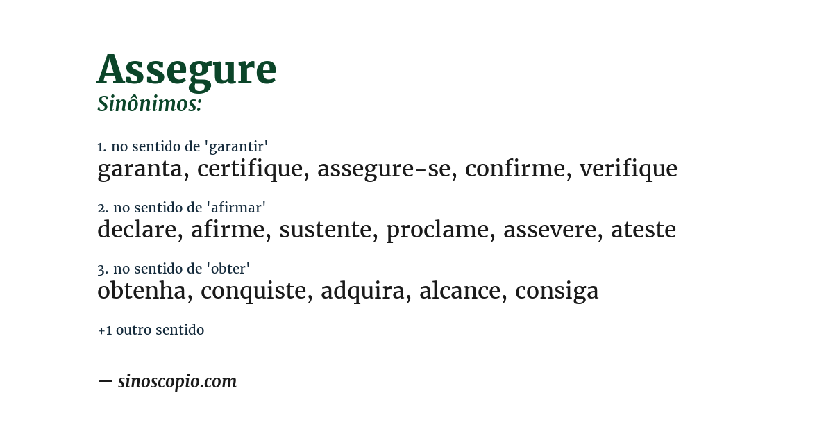 Sinônimo de assegure