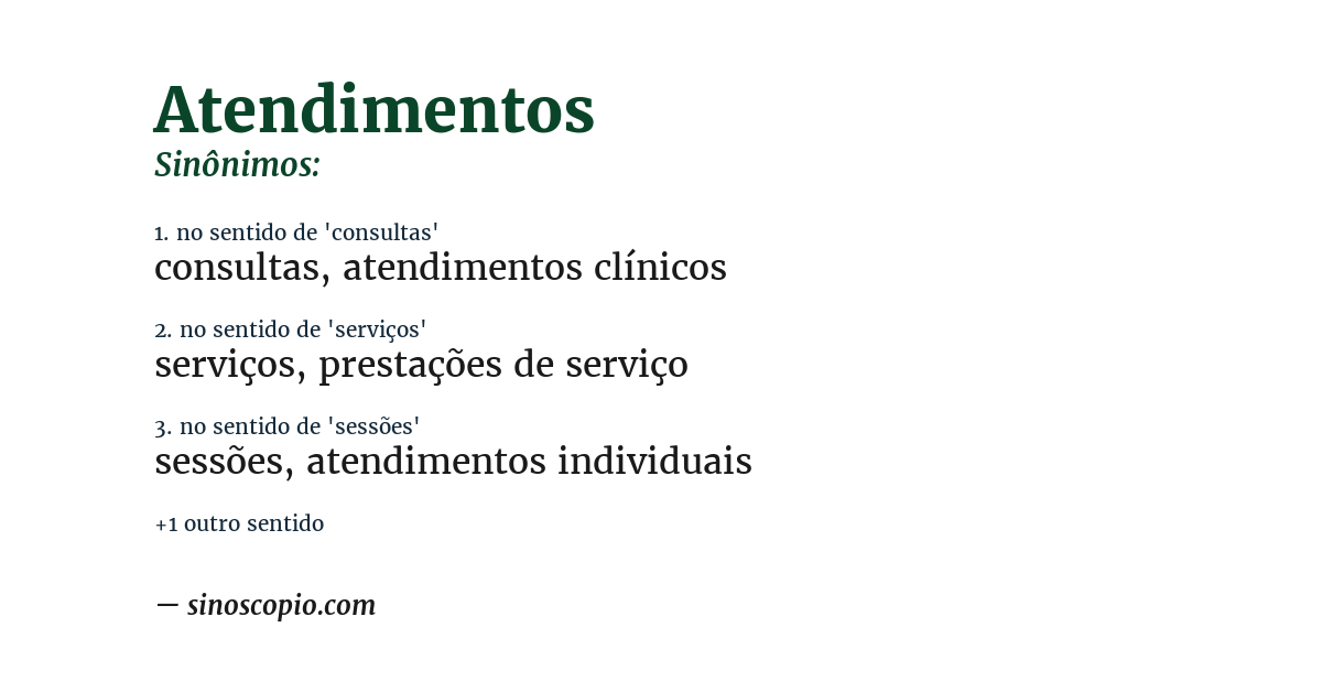 Sinônimo de atendimentos