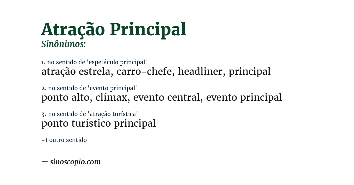 Sinônimo de atração principal