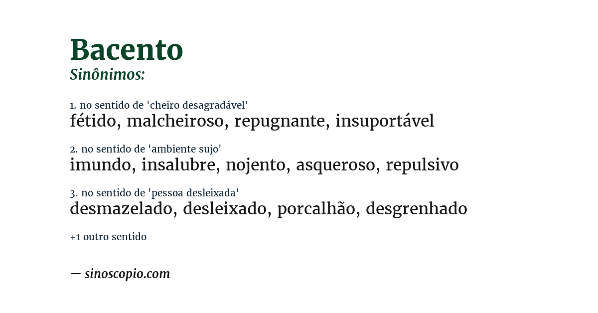 Sinônimo de bacento