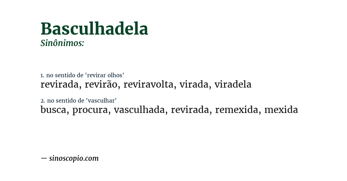 Sinônimo de basculhadela