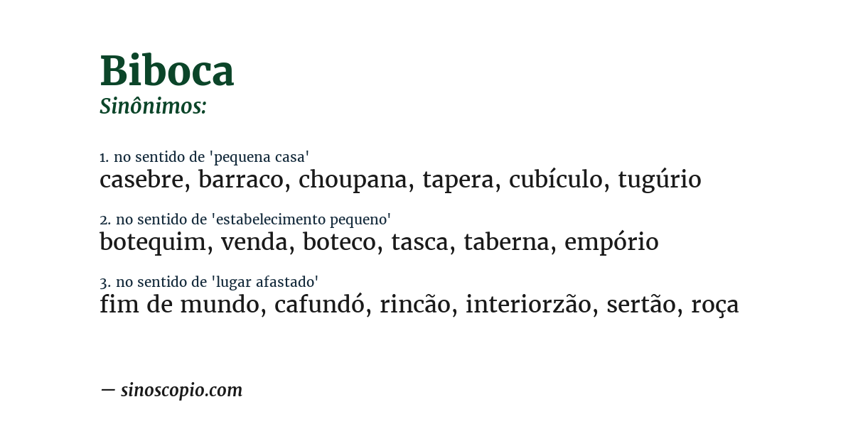 Sinônimo de biboca