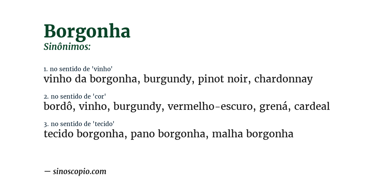Sinônimo de borgonha