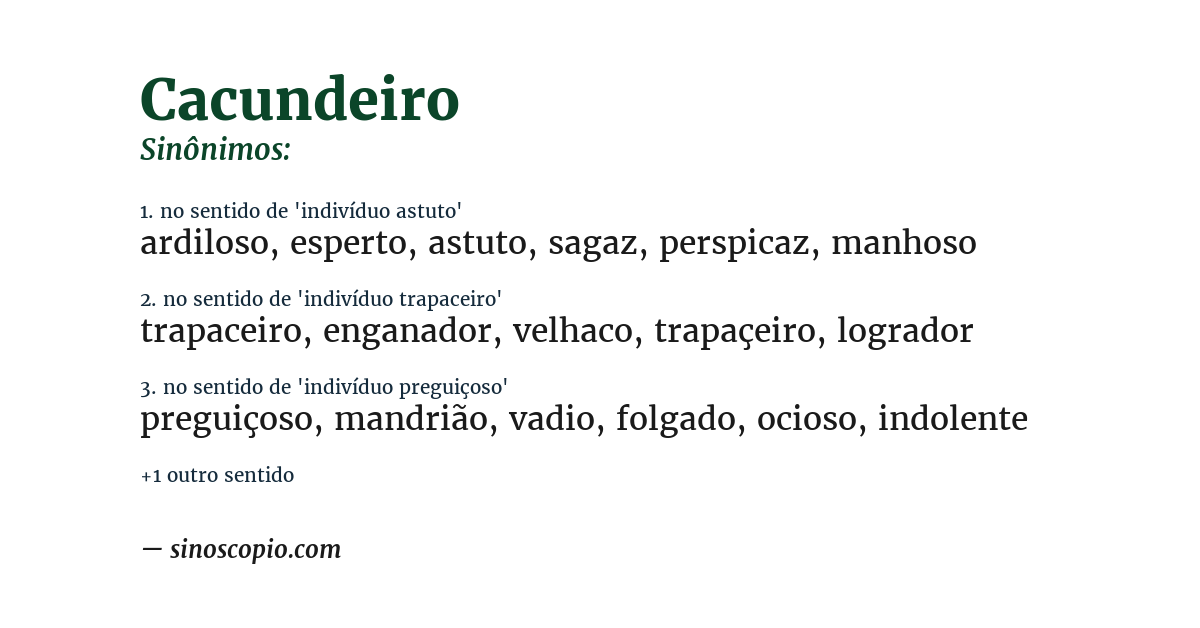 Sinônimo de cacundeiro