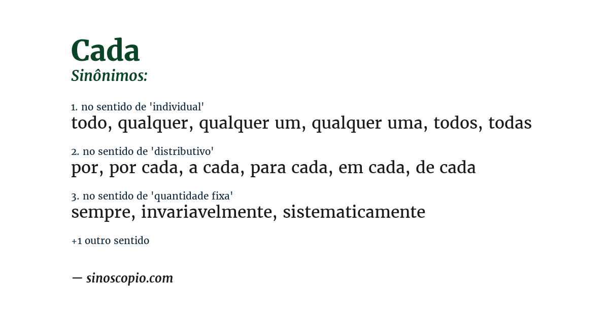 Sinônimo de cada