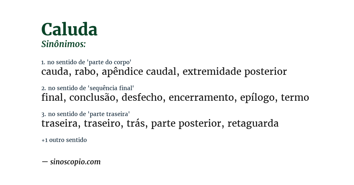 Sinônimo de caluda