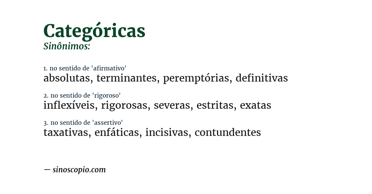 Sinônimo de categóricas