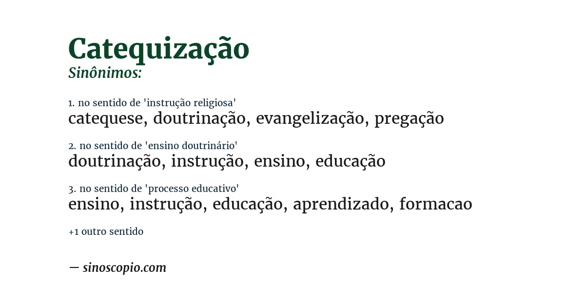 Sinônimo de catequização