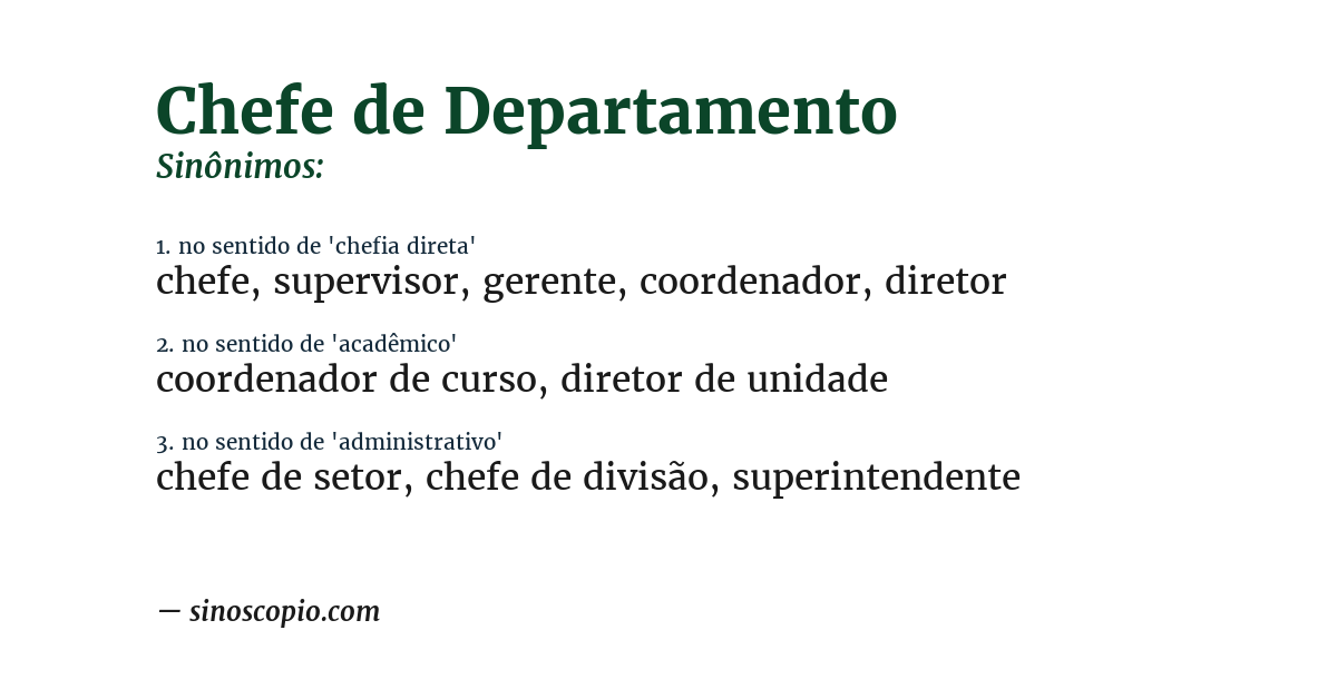 Sinônimo de chefe de departamento