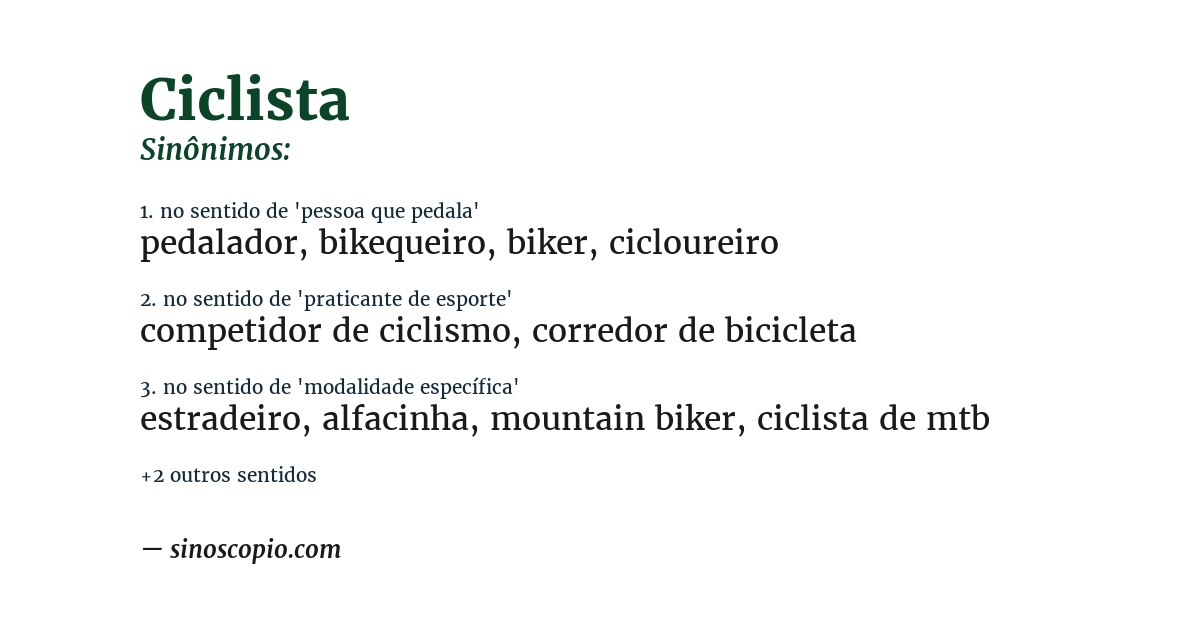 Sinônimo de ciclista