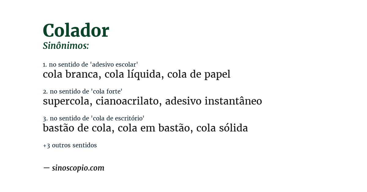 Sinônimo de colador