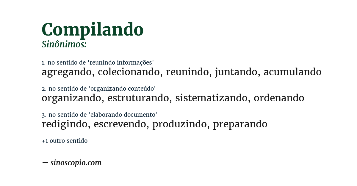 Sinônimo de compilando