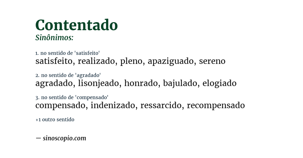 Sinônimo de contentado