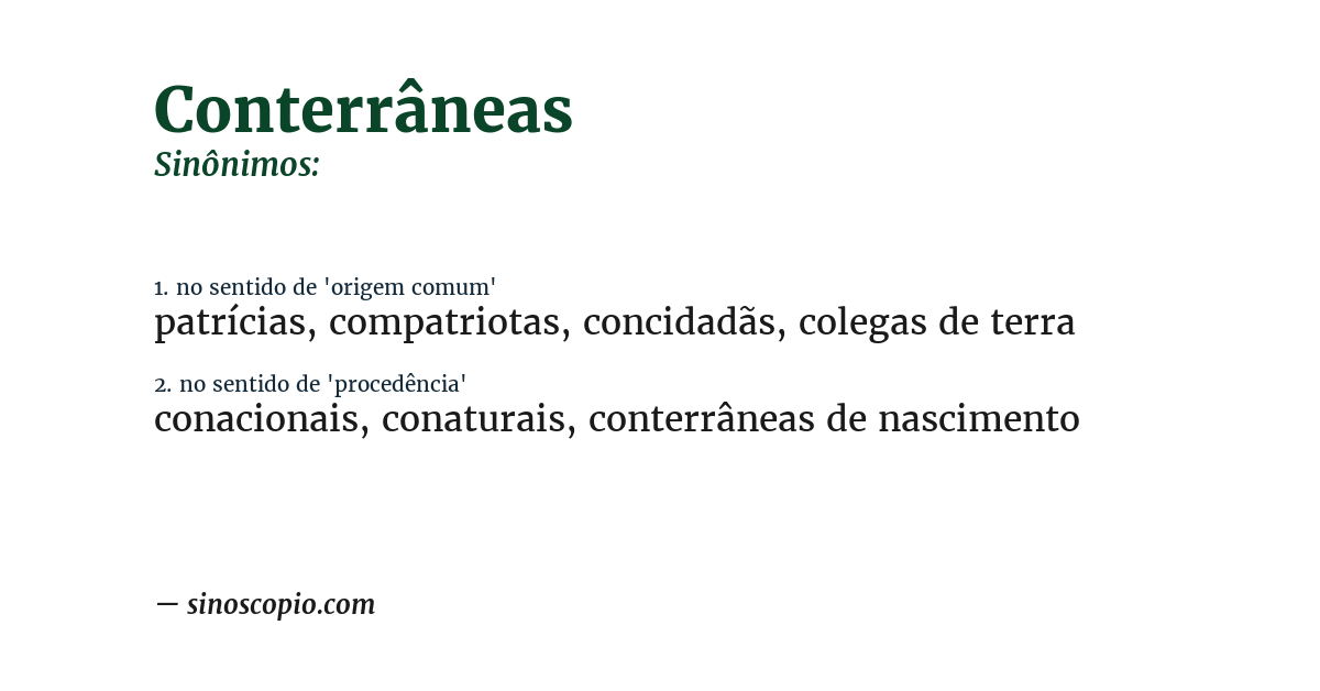 Sinônimo de conterrâneas