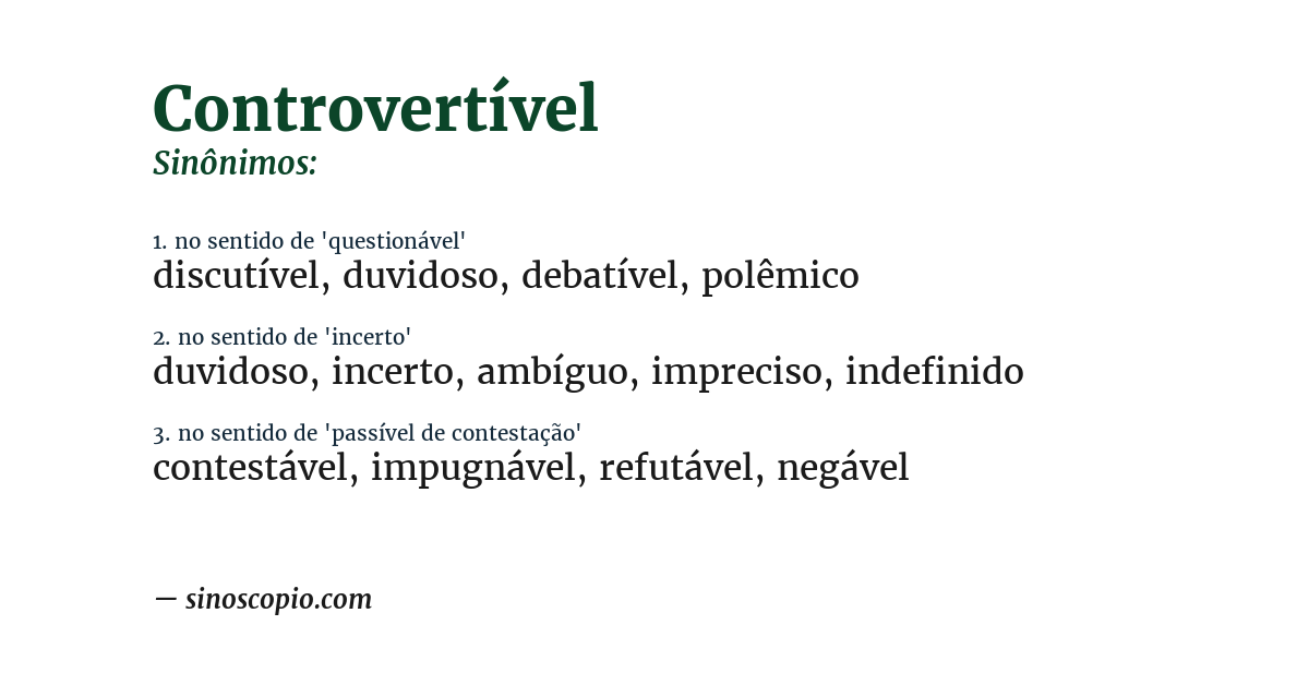 Sinônimo de controvertível