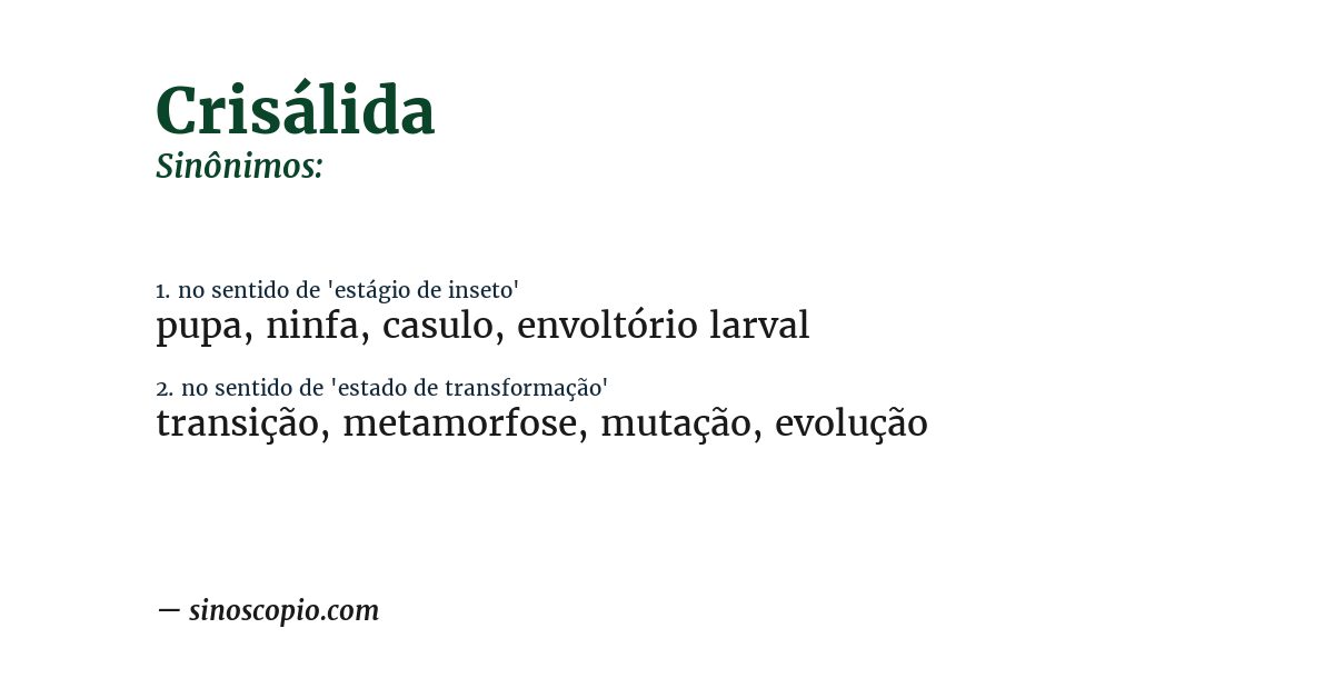 Sinônimo de crisálida