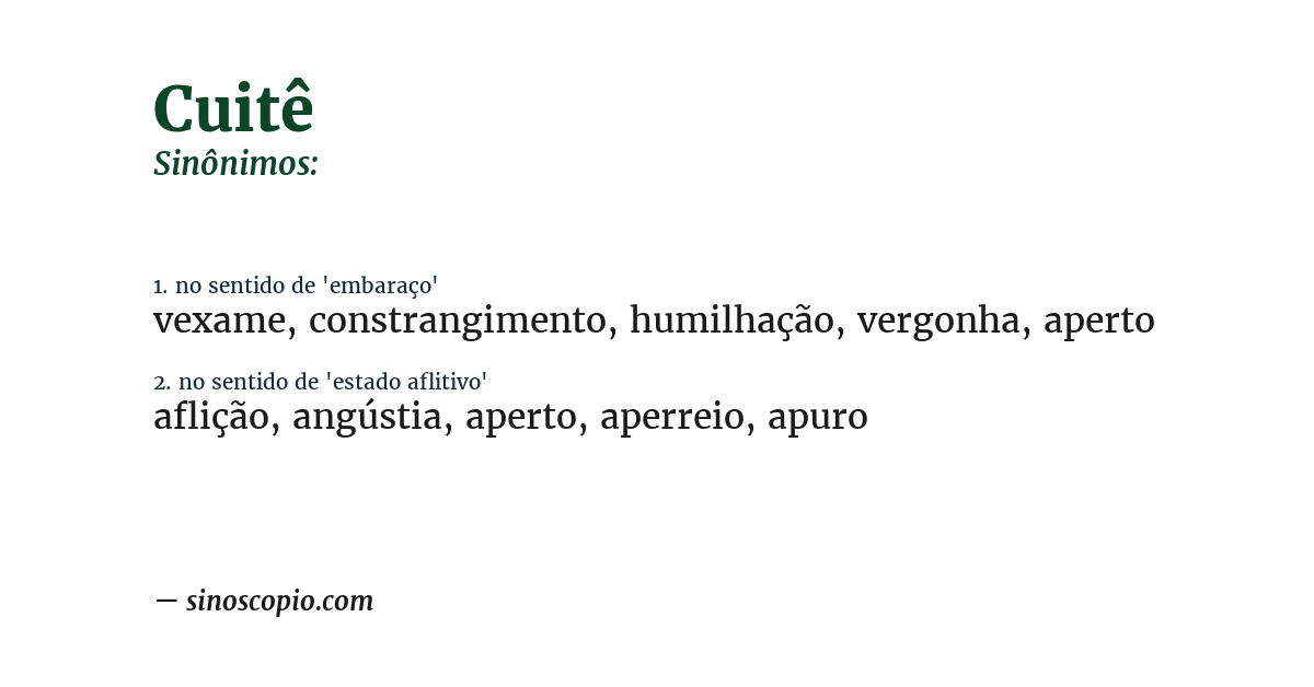 Sinônimo de cuitê