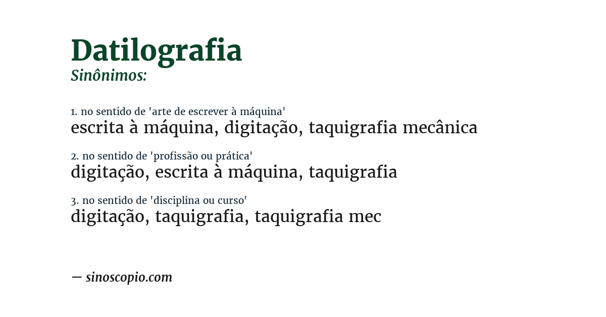 Sinônimo de datilografia