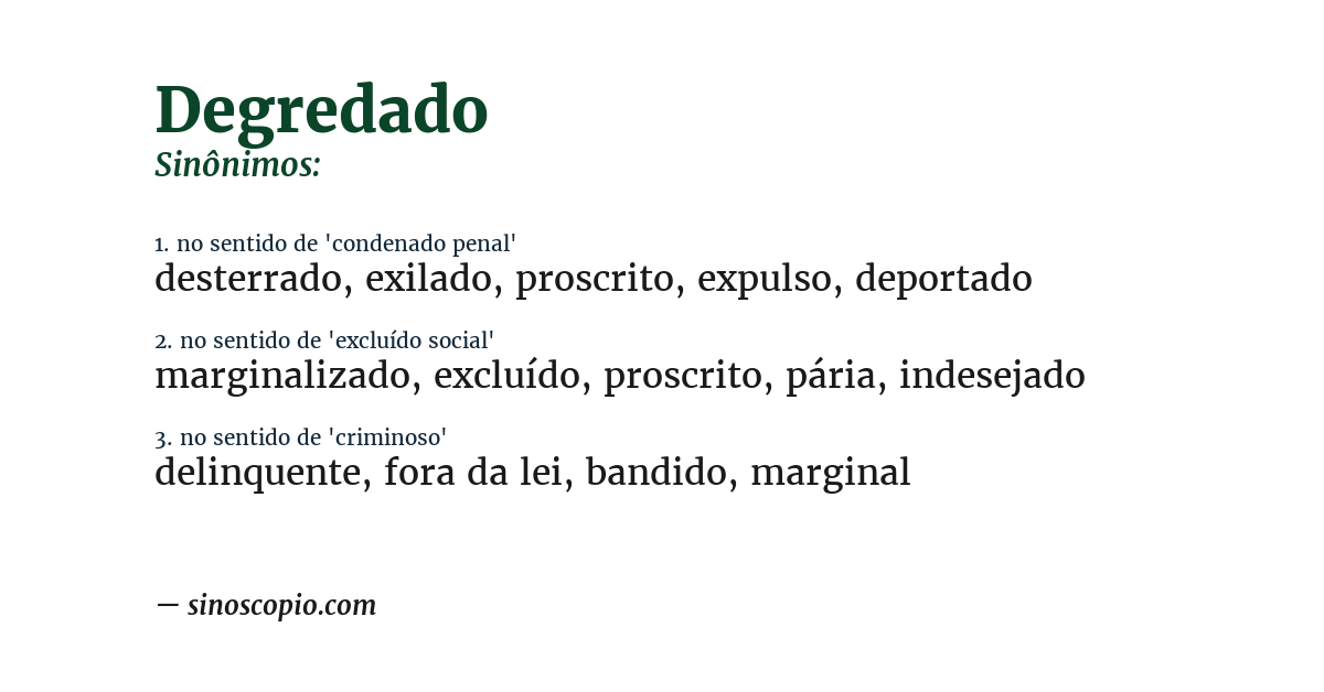 Sinônimo de degredado