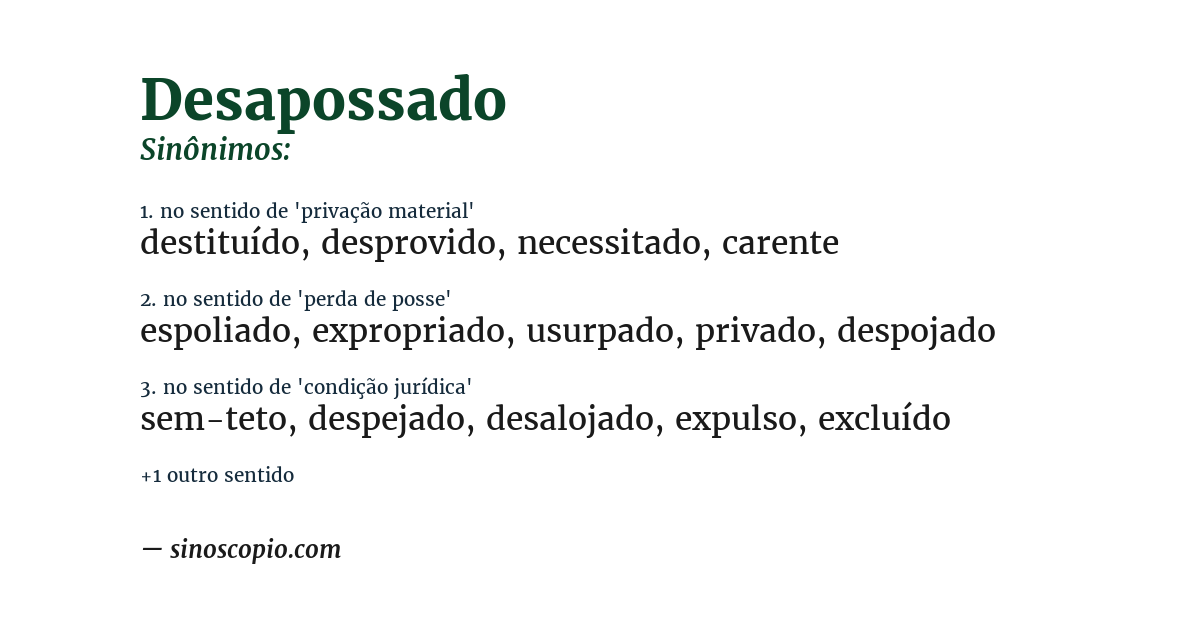 Sinônimo de desapossado