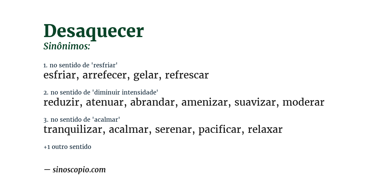 Sinônimo de desaquecer