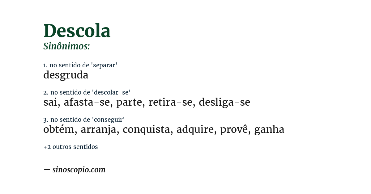 Sinônimo de descola