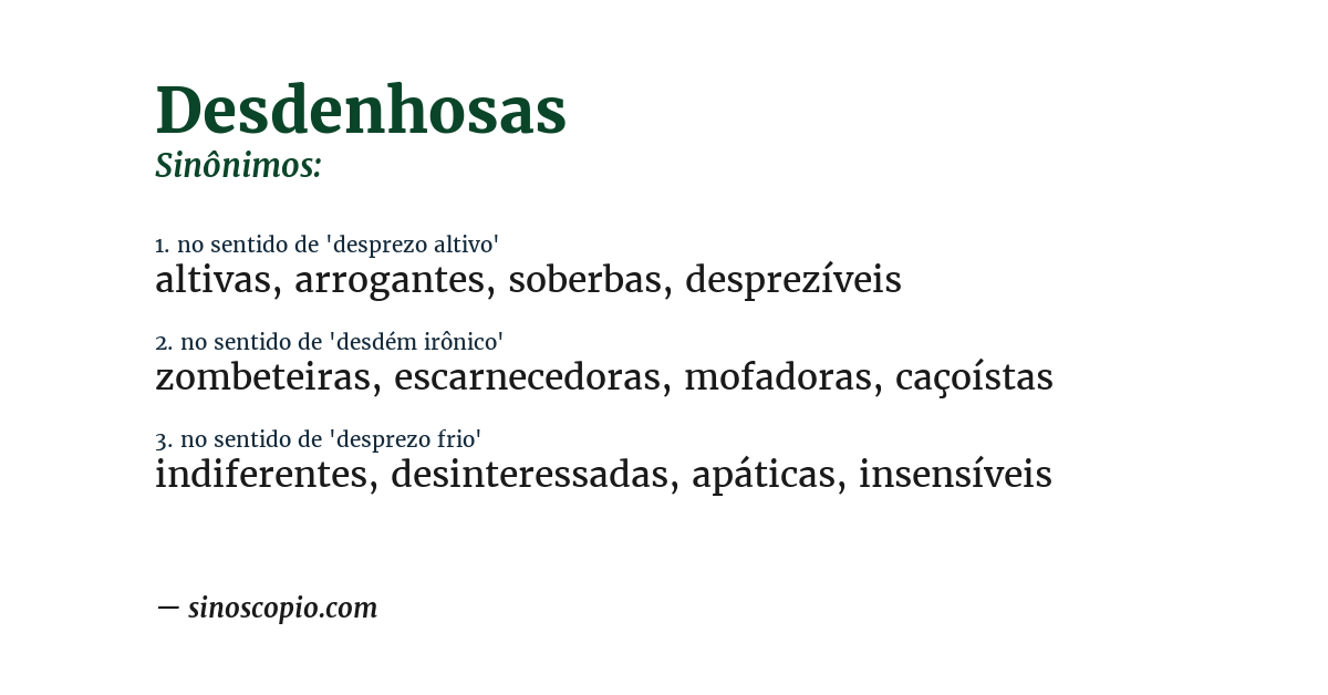 Sinônimo de desdenhosas