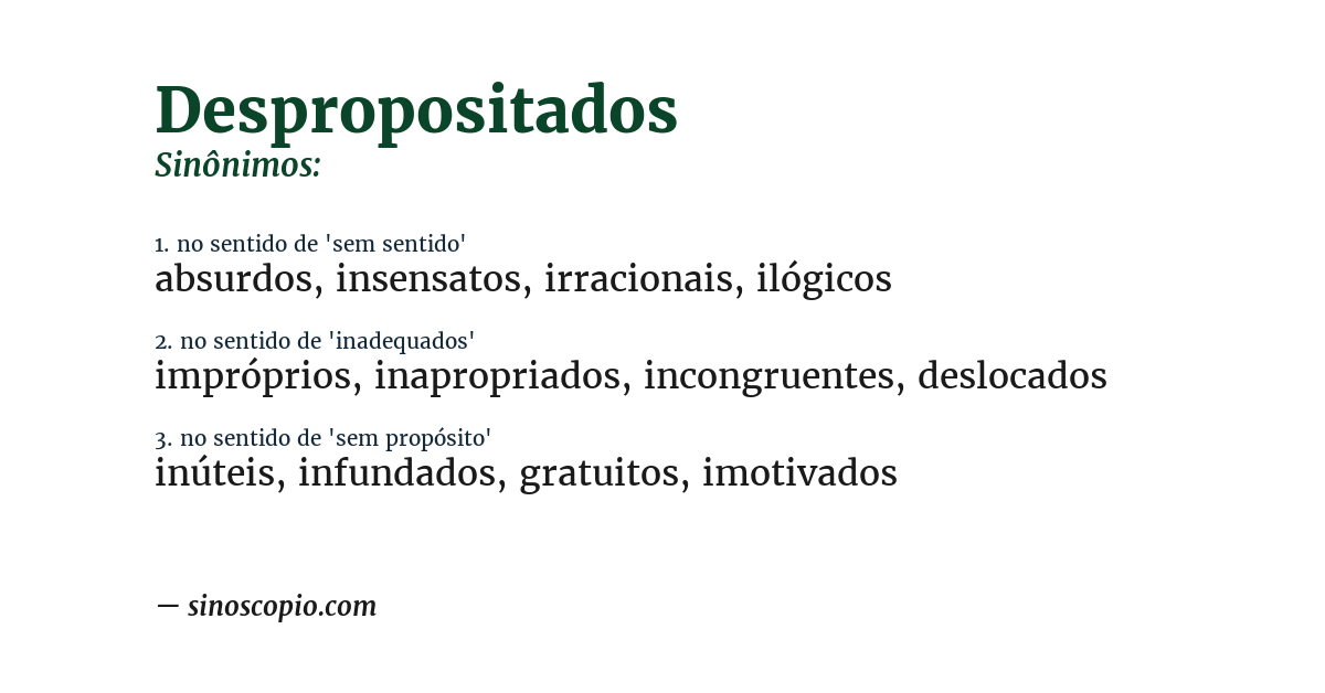 Sinônimo de despropositados