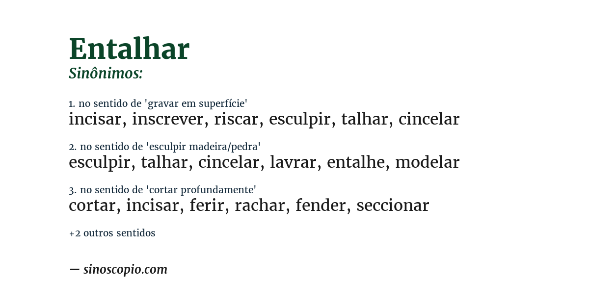 Sinônimo de entalhar