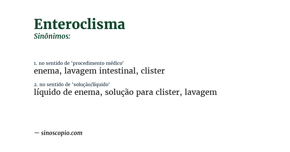 Sinônimo de enteroclisma
