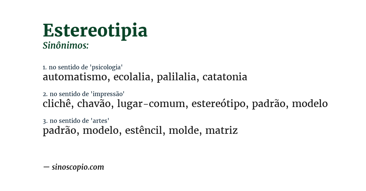 Sinônimo de estereotipia