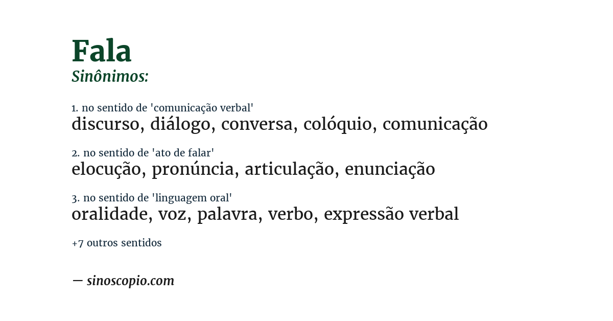 Sinônimo de fala