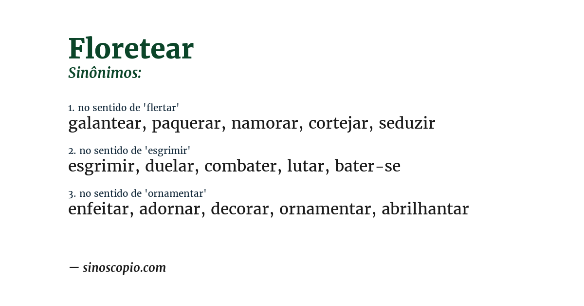 Sinônimo de floretear