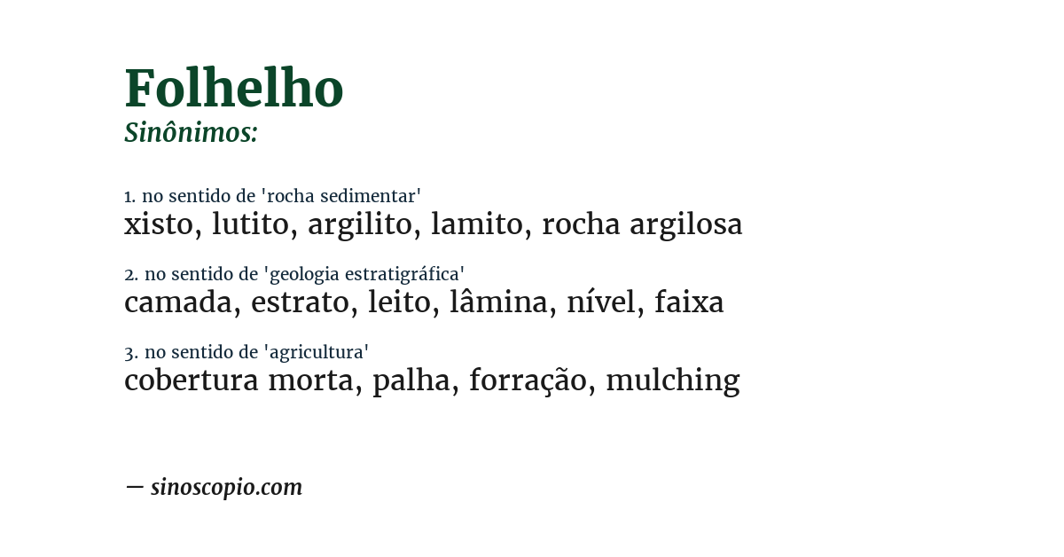 Sinônimo de folhelho