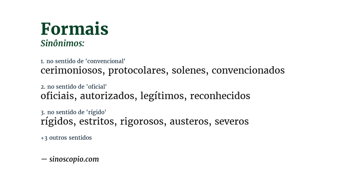 Sinônimo de formais