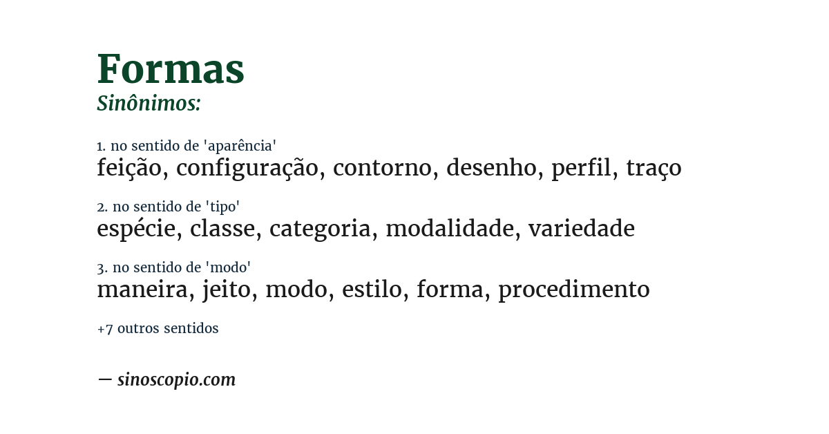 Sinônimo de formas