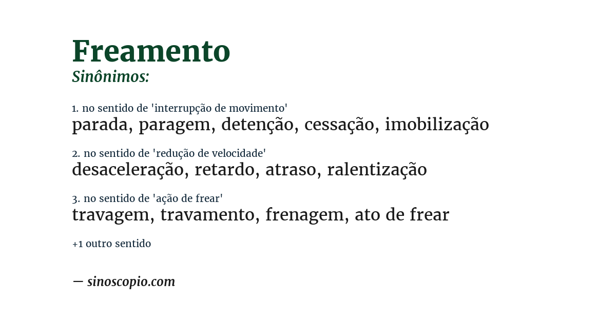 Sinônimo de freamento