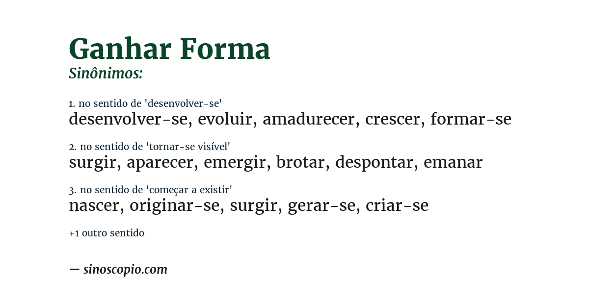 Sinônimo de ganhar forma