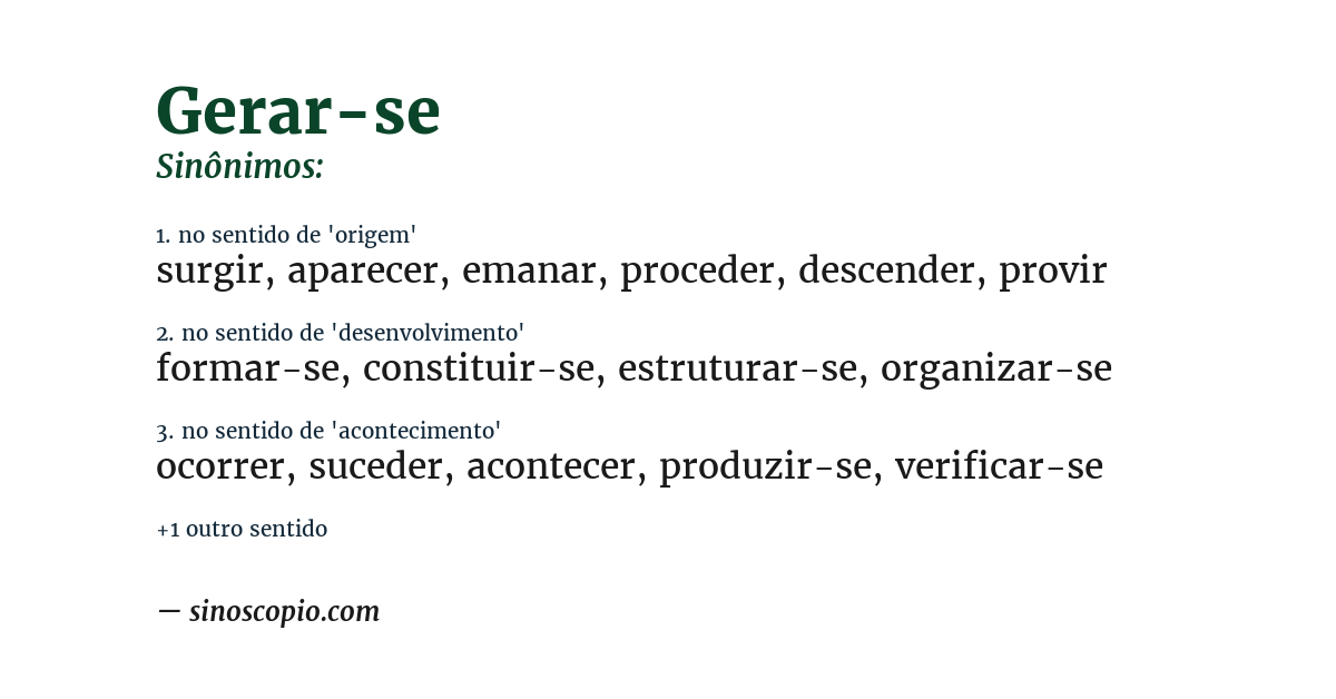 Sinônimo de gerar-se