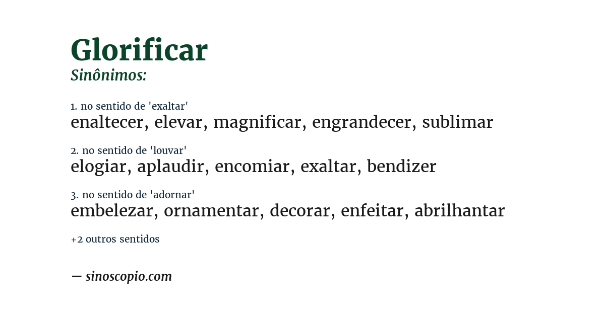 Sinônimo de glorificar
