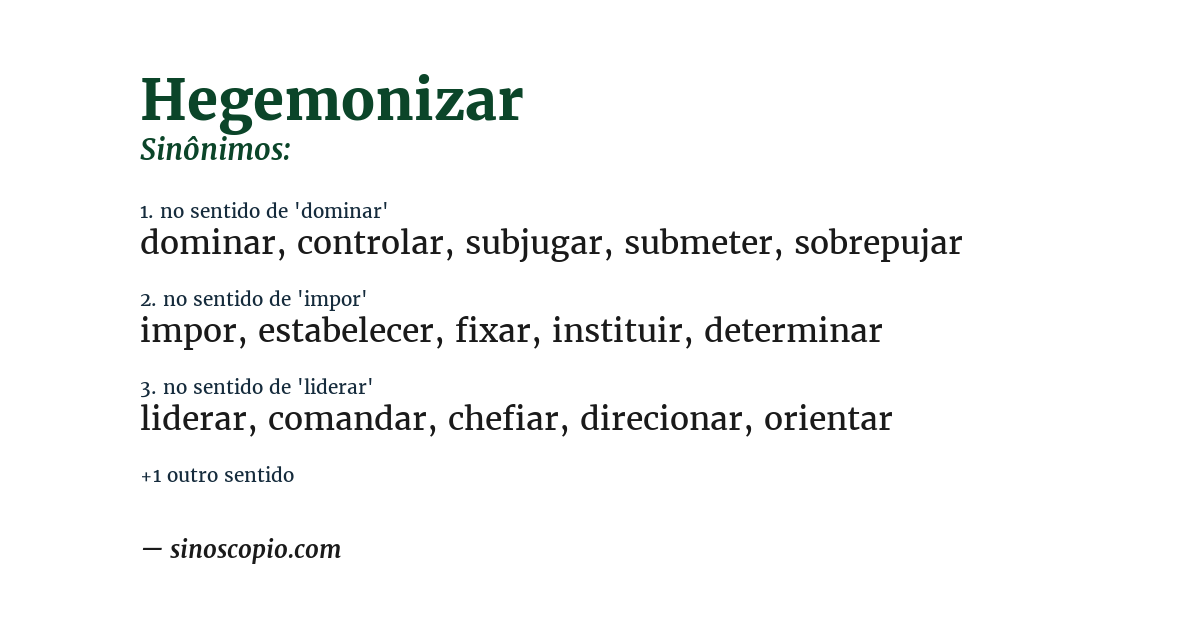 Sinônimo de hegemonizar