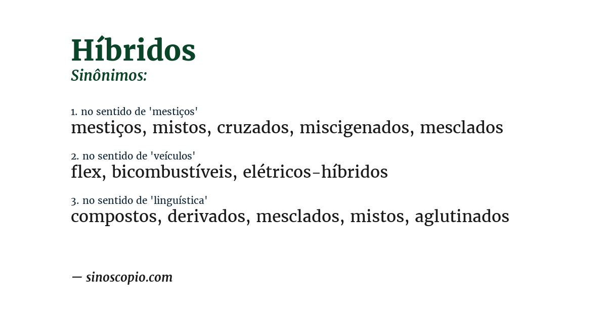 Sinônimo de híbridos