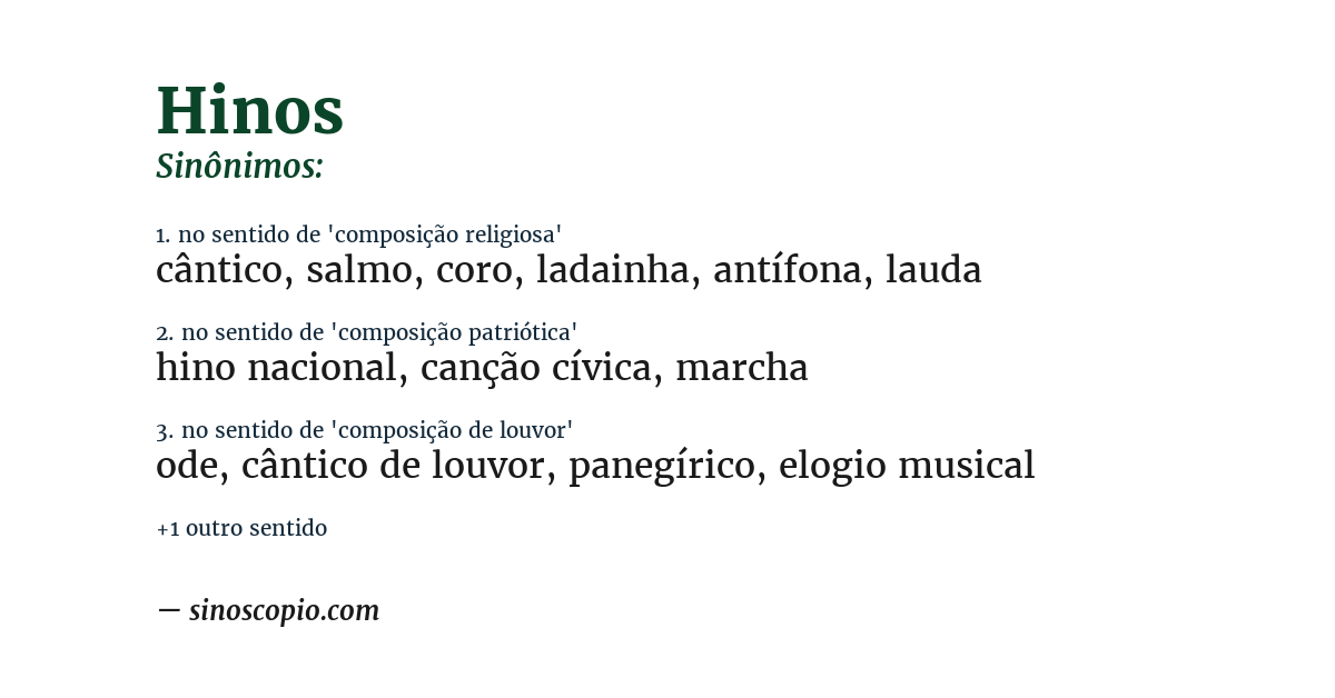 Sinônimo de hinos