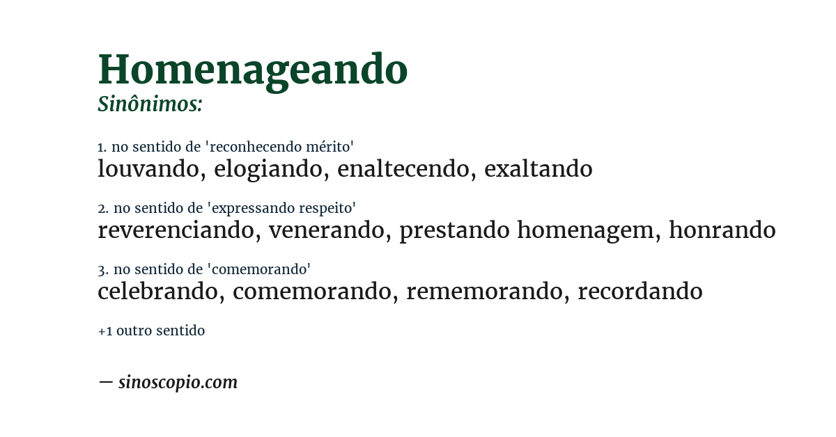 Sinônimo de homenageando